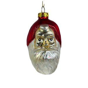 Mercury Thin Glass Large 5” Santa Claus Face Head Christmas Tree Ornament